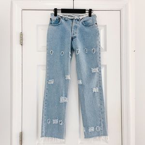 Vintage Distressed Cropped Jeans